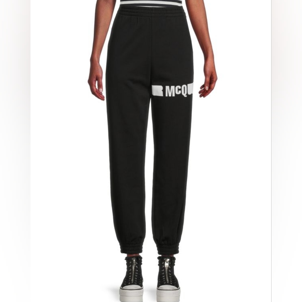 ❤️‍🔥❤️‍🔥MCQ ALEXANDER MCQUEEN LOGO JOGGERS - DARKEST BLACK SZ LARGE